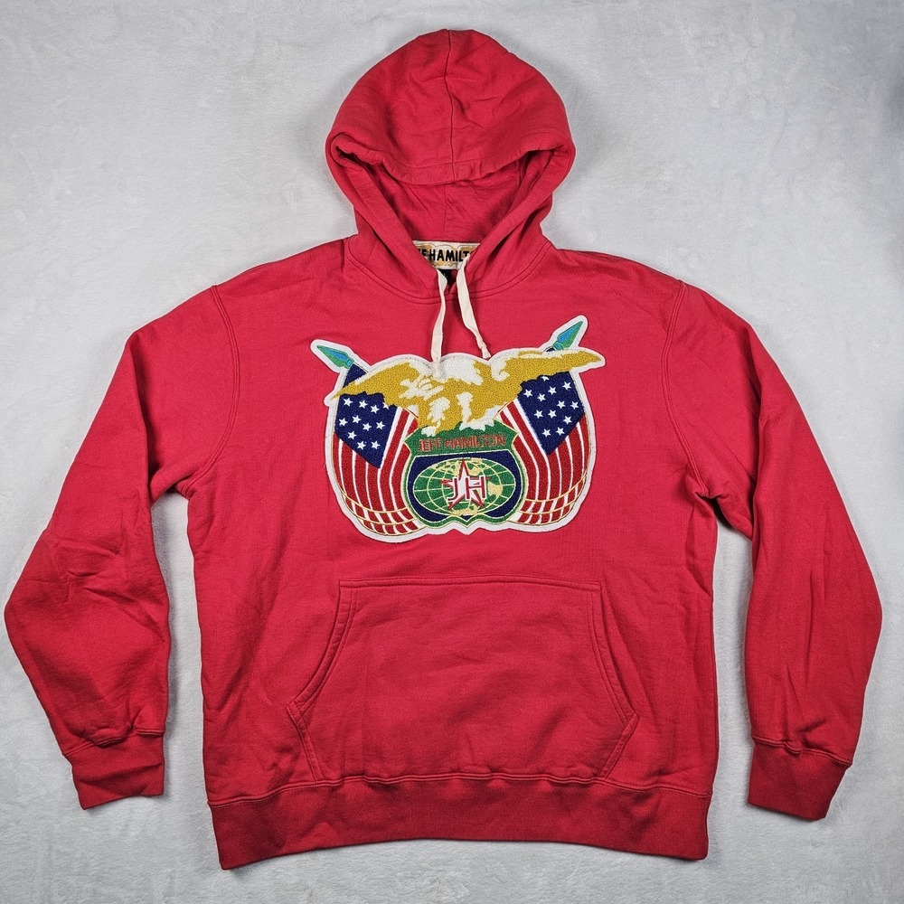 Jeff Hamilton Classic Embroidered Logo Hoodie Mens L Heavyweight 3D Terry Loop